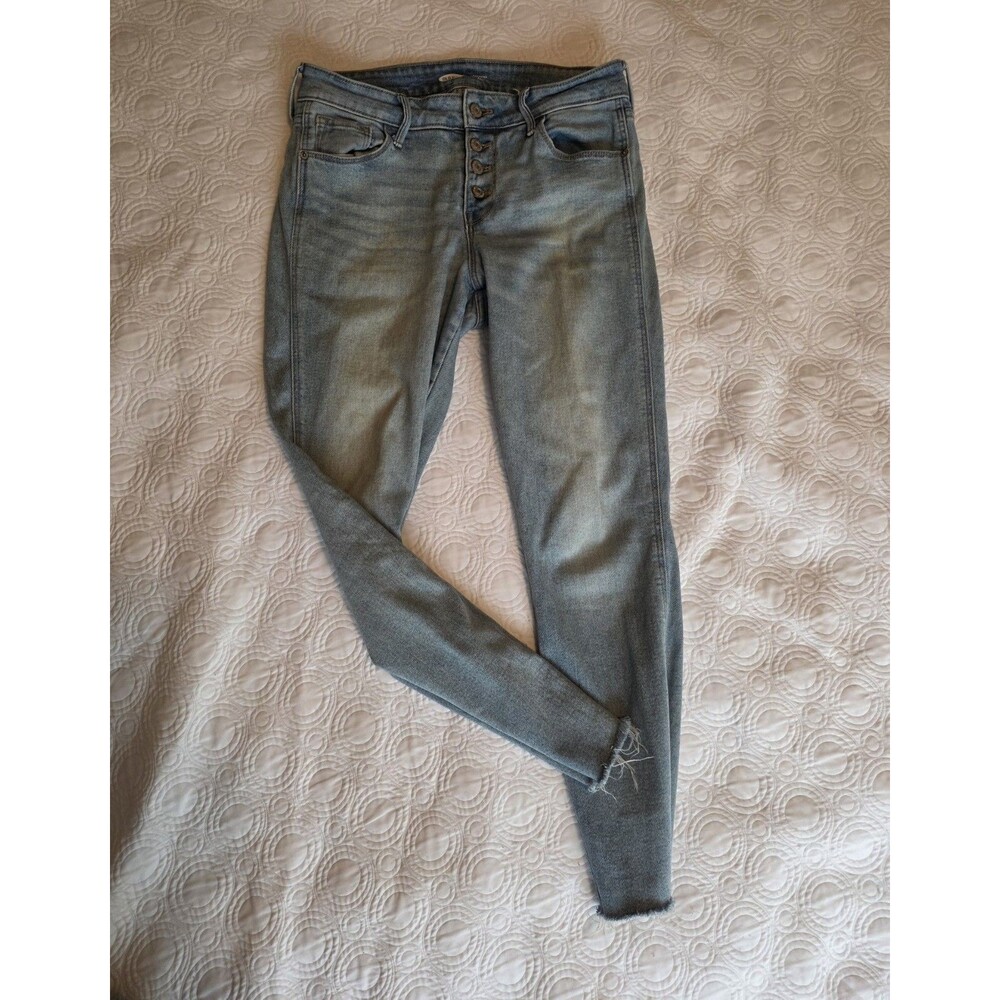 Old Navy Rock Star Jeans Womens Size 6 Button Fly Super Skinny Ankle Frayed Hem